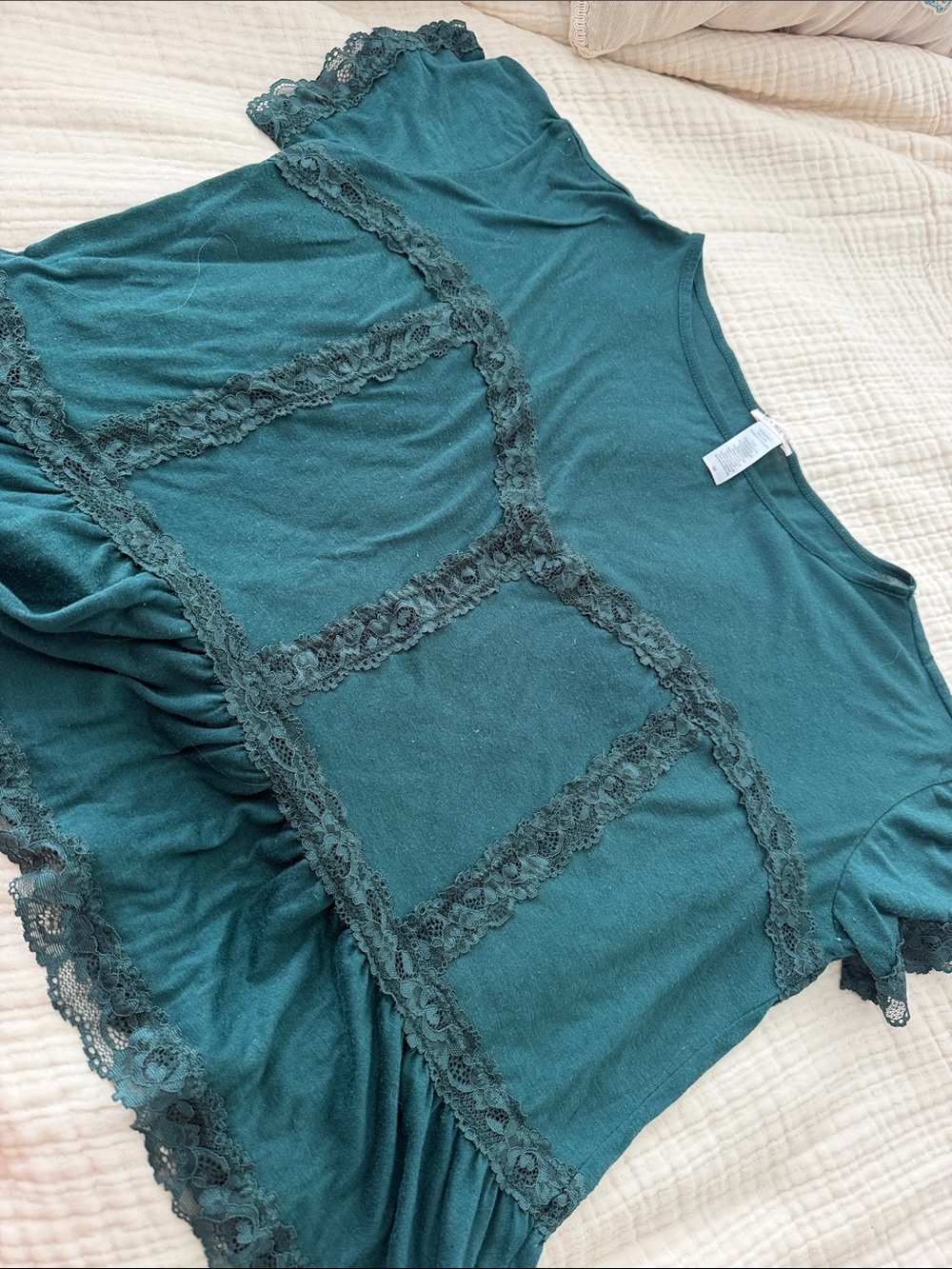 Adore Me Teal Lace-Trim Chemise